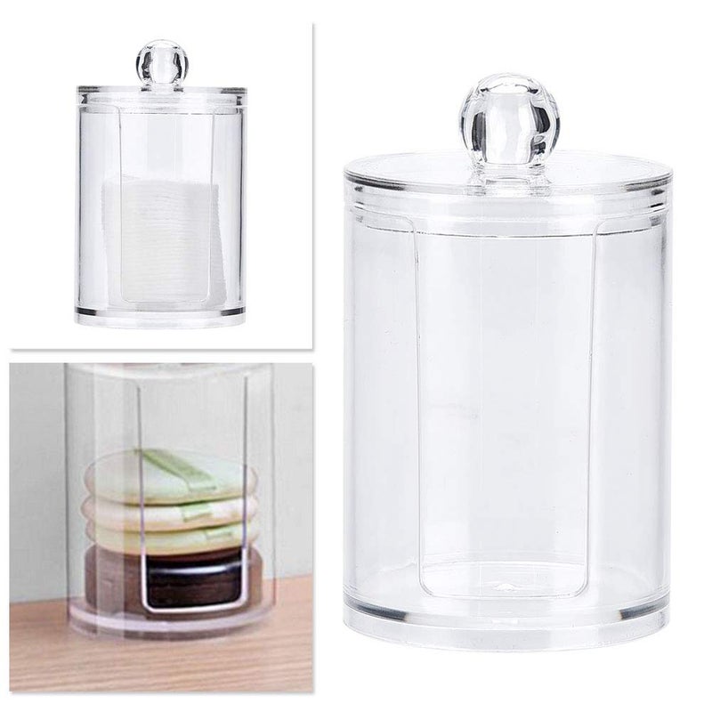 Brrnoo Cotton Pad Organizer Box, Round Clear Acrylic Holder for Cotton Pads and Makeup Puff - Image 1